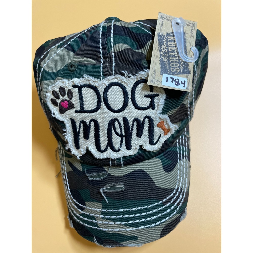 KBETHOS Dog Mom Baseball Cap Womens OSFM Camo NWT Distressed‎ Embroidered Hat